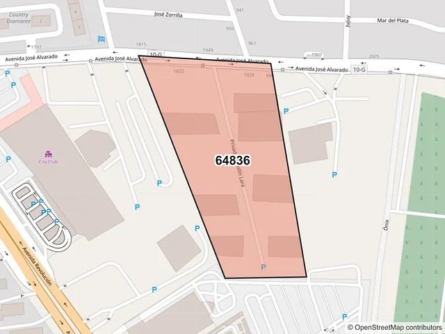 Mapa del código postal 64836, Monterrey, Nuevo León