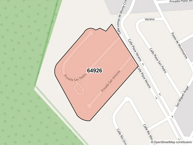 Mapa del código postal 64926, Monterrey, Nuevo León