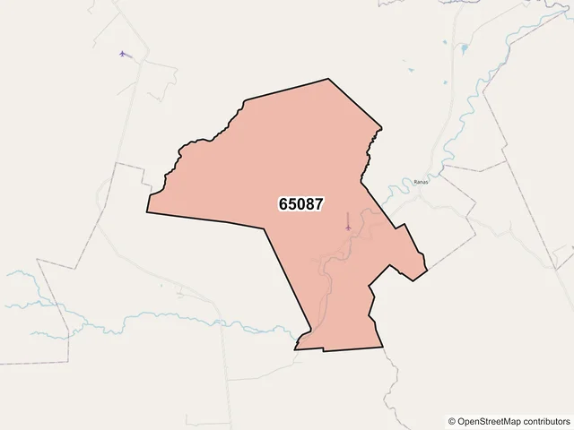 Mapa del código postal 65087, Lampazos de Naranjo, Nuevo León