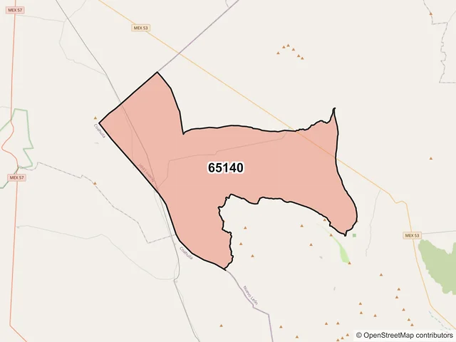 Mapa del código postal 65140, Mina, Nuevo León