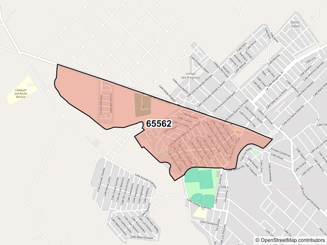 Mapa del código postal 65562, Ciénega de Flores, Nuevo León