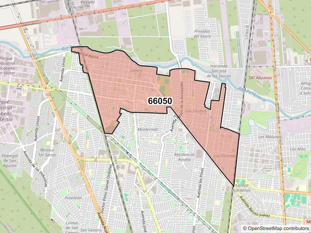 Mapa del código postal 66050, General Escobedo, Nuevo León