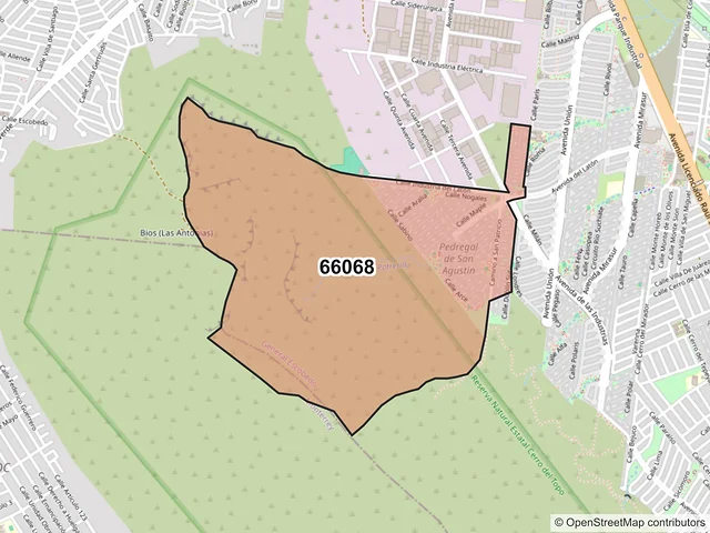 Mapa del código postal 66068, General Escobedo, Nuevo León