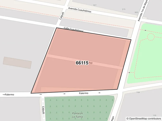 Mapa del código postal 66115, Santa Catarina, Nuevo León