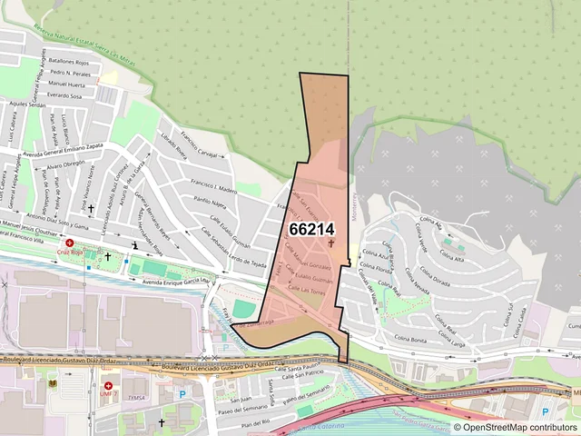 Mapa del código postal 66214, San Pedro Garza García, Nuevo León