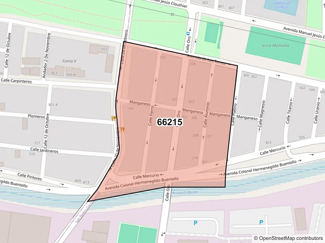 Mapa del código postal 66215, San Pedro Garza García, Nuevo León