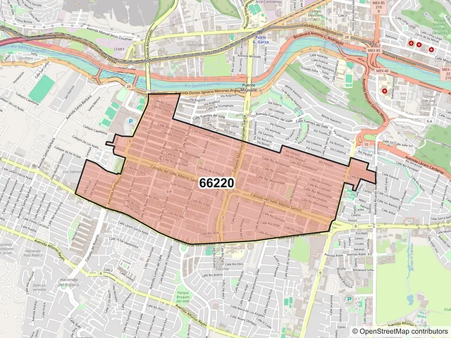 Mapa del código postal 66220, San Pedro Garza García, Nuevo León