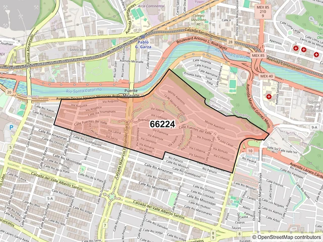 Mapa del código postal 66224, San Pedro Garza García, Nuevo León