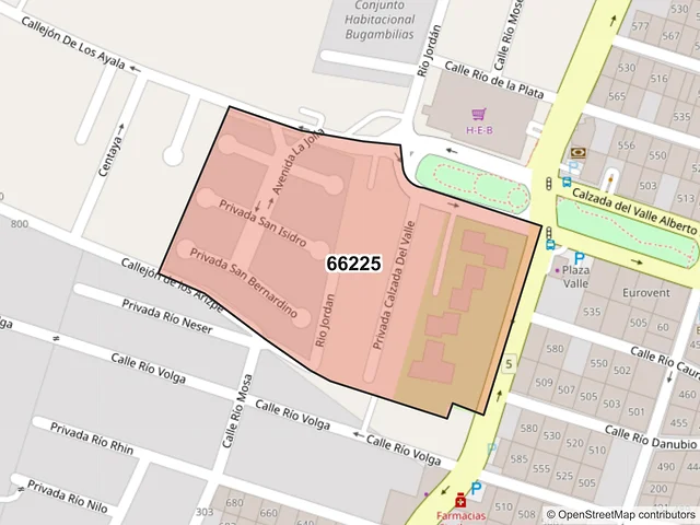 Mapa del código postal 66225, San Pedro Garza García, Nuevo León