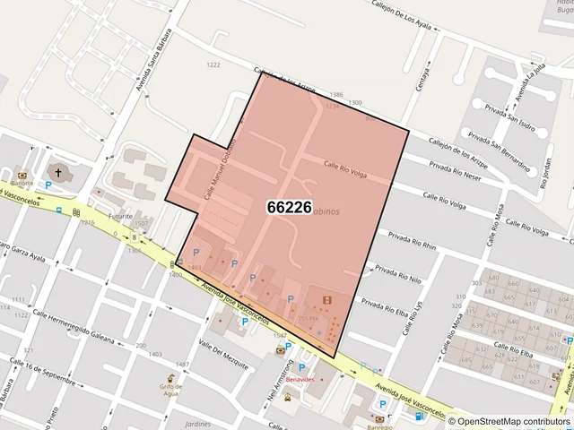 Mapa del código postal 66226, San Pedro Garza García, Nuevo León