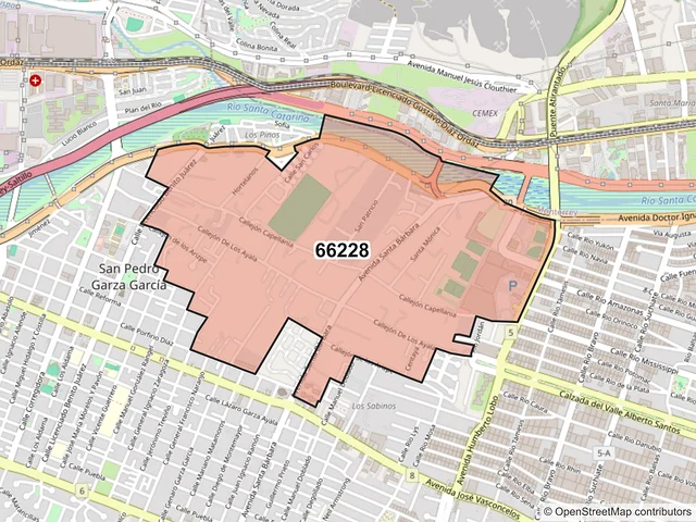 Mapa del código postal 66228, San Pedro Garza García, Nuevo León