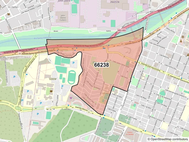 Mapa del código postal 66238, San Pedro Garza García, Nuevo León