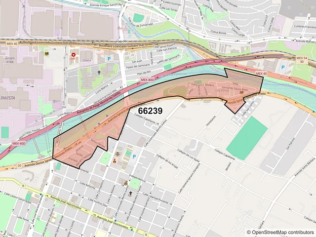 Mapa del código postal 66239, San Pedro Garza García, Nuevo León