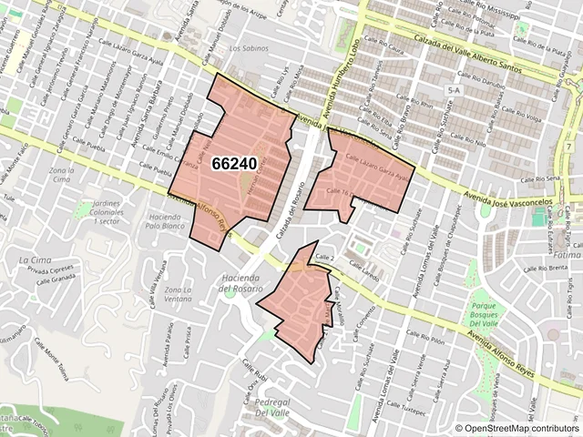 Mapa del código postal 66240, San Pedro Garza García, Nuevo León
