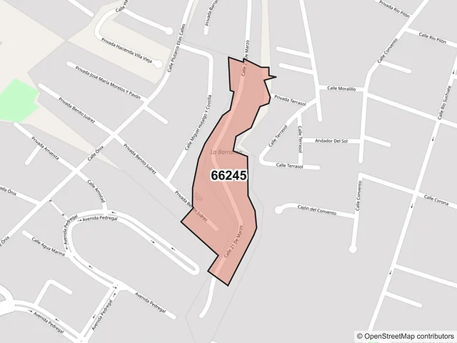 Mapa del código postal 66245, San Pedro Garza García, Nuevo León