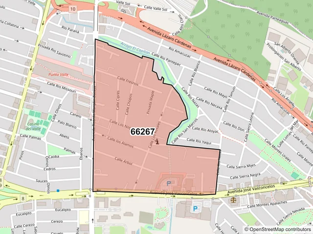 Mapa del código postal 66267, San Pedro Garza García, Nuevo León