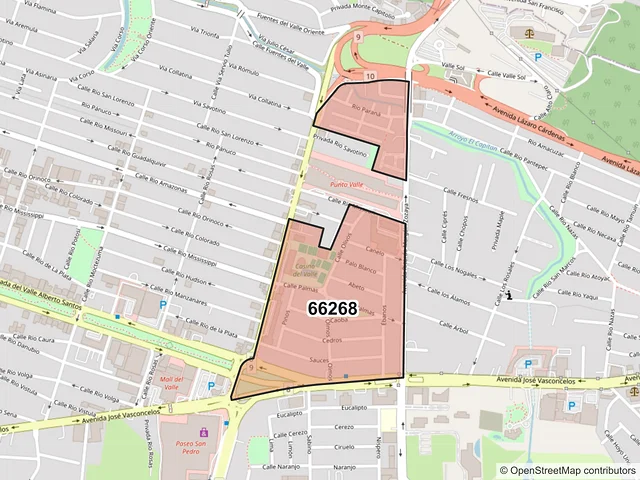Mapa del código postal 66268, San Pedro Garza García, Nuevo León