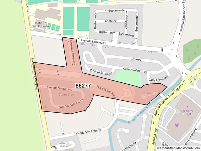 Mapa del código postal 66277, San Pedro Garza García, Nuevo León
