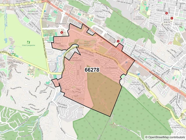 Mapa del código postal 66278, San Pedro Garza García, Nuevo León