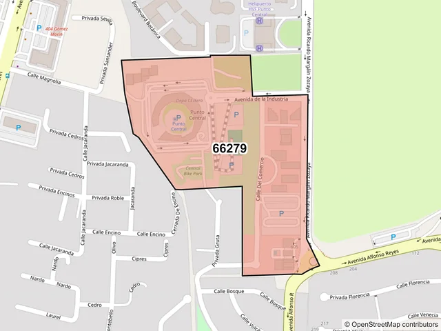 Mapa del código postal 66279, San Pedro Garza García, Nuevo León