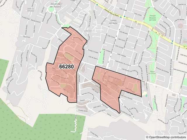 Mapa del código postal 66280, San Pedro Garza García, Nuevo León