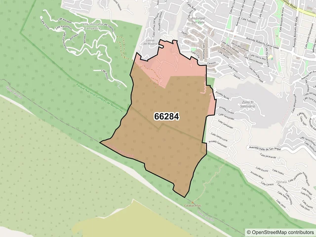 Mapa del código postal 66284, San Pedro Garza García, Nuevo León