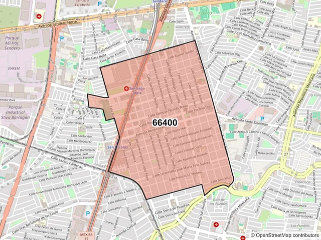 Mapa del código postal 66400, San Nicolás de los Garza, Nuevo León