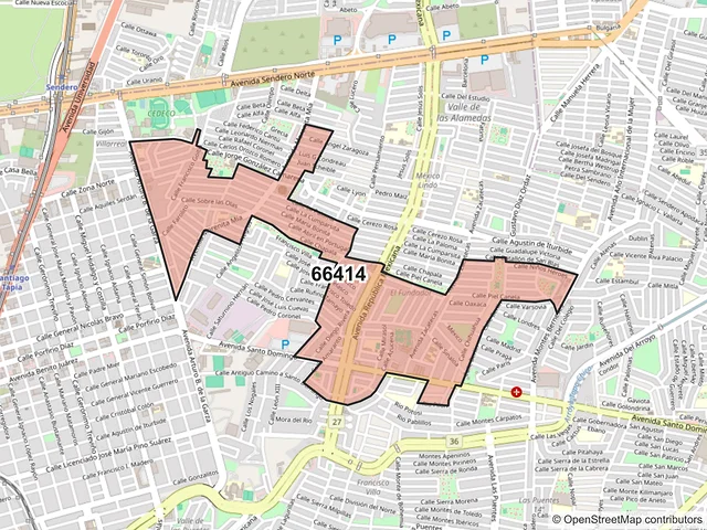 Mapa del código postal 66414, San Nicolás de los Garza, Nuevo León