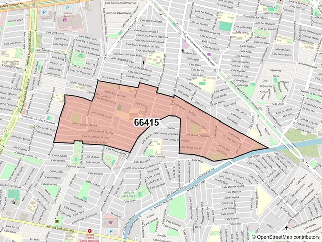 Mapa del código postal 66415, San Nicolás de los Garza, Nuevo León