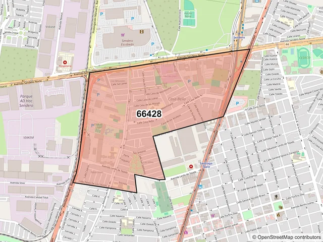 Mapa del código postal 66428, San Nicolás de los Garza, Nuevo León