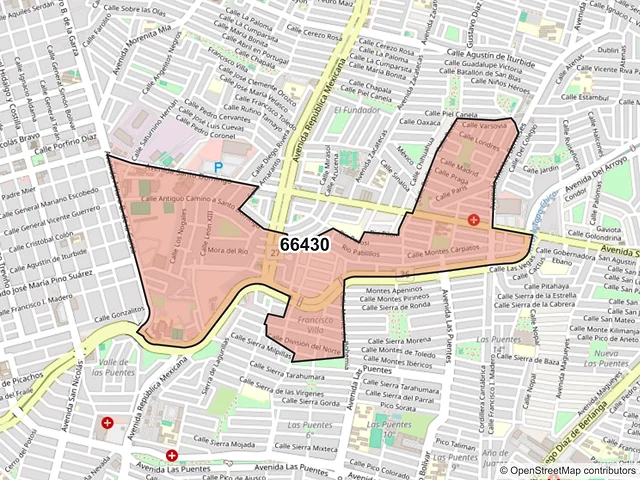 Mapa del código postal 66430, San Nicolás de los Garza, Nuevo León