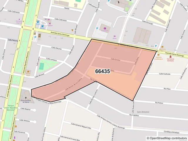 Mapa del código postal 66435, San Nicolás de los Garza, Nuevo León