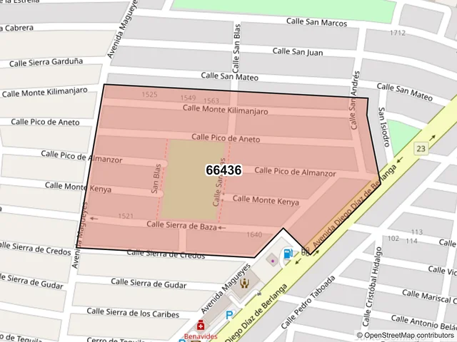 Mapa del código postal 66436, San Nicolás de los Garza, Nuevo León