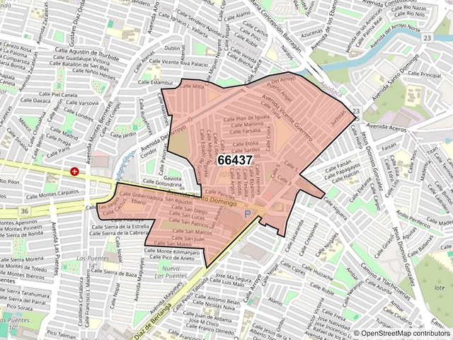 Mapa del código postal 66437, San Nicolás de los Garza, Nuevo León