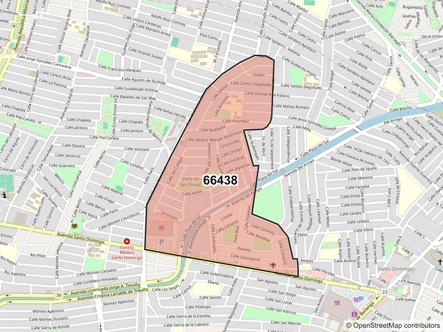Mapa del código postal 66438, San Nicolás de los Garza, Nuevo León