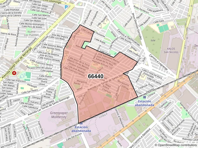 Mapa del código postal 66440, San Nicolás de los Garza, Nuevo León