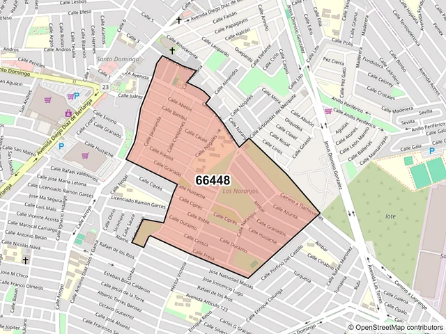 Mapa del código postal 66448, San Nicolás de los Garza, Nuevo León