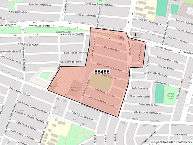 Mapa del código postal 66466, San Nicolás de los Garza, Nuevo León