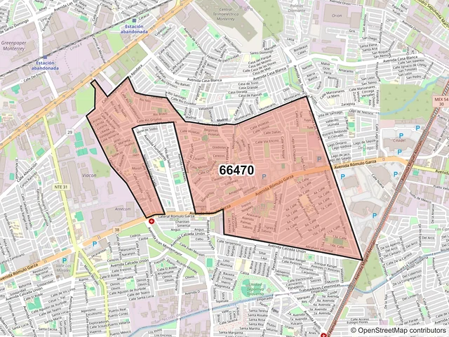 Mapa del código postal 66470, San Nicolás de los Garza, Nuevo León