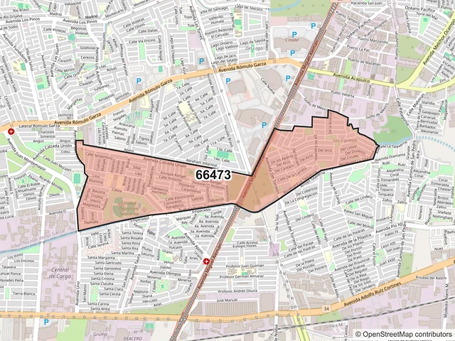 Mapa del código postal 66473, San Nicolás de los Garza, Nuevo León