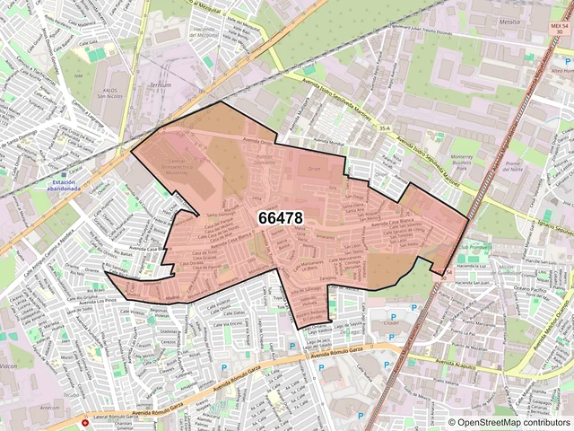 Mapa del código postal 66478, San Nicolás de los Garza, Nuevo León