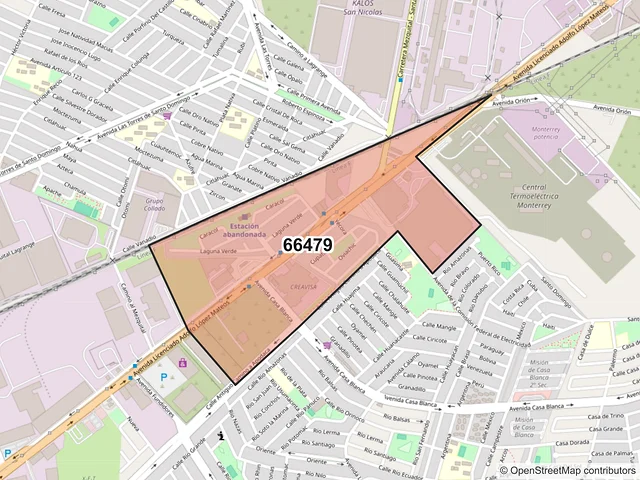 Mapa del código postal 66479, San Nicolás de los Garza, Nuevo León