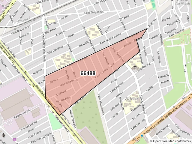 Mapa del código postal 66488, San Nicolás de los Garza, Nuevo León