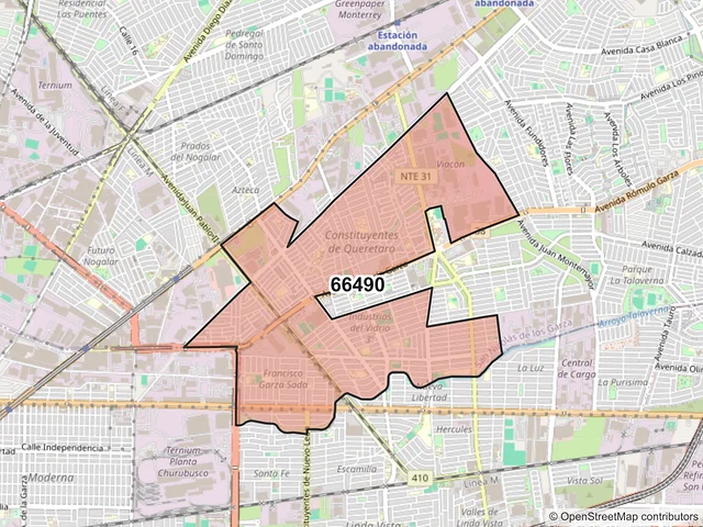 Mapa del código postal 66490, San Nicolás de los Garza, Nuevo León