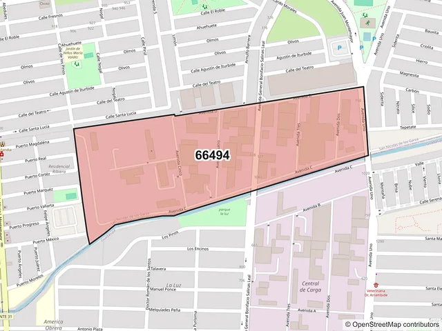 Mapa del código postal 66494, San Nicolás de los Garza, Nuevo León