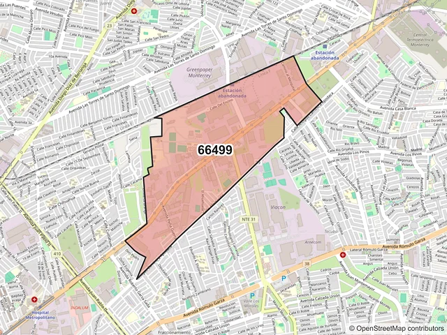 Mapa del código postal 66499, San Nicolás de los Garza, Nuevo León