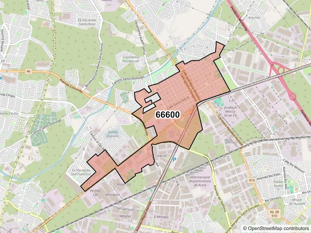Mapa del código postal 66600, Apodaca, Nuevo León