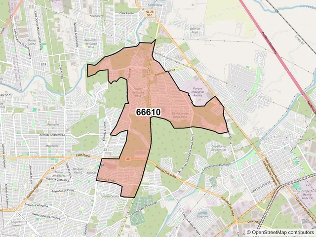 Mapa del código postal 66610, Apodaca, Nuevo León
