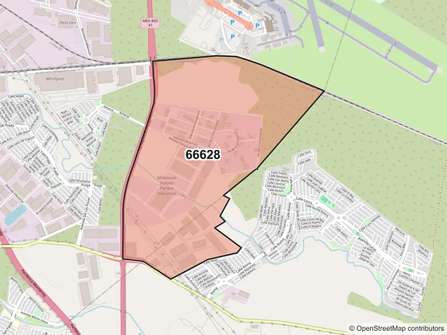 Mapa del código postal 66628, Apodaca, Nuevo León