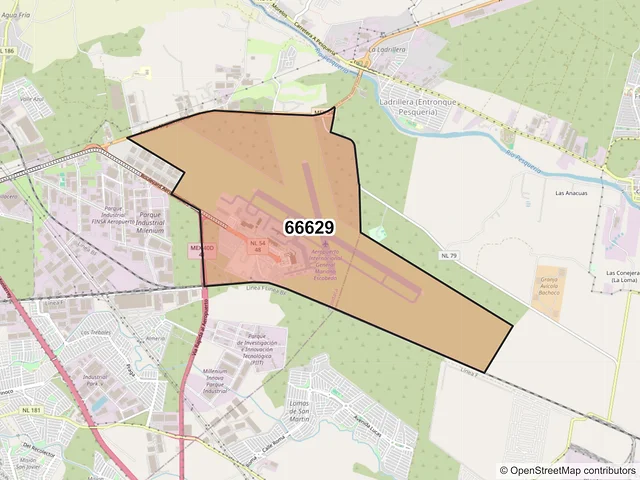 Mapa del código postal 66629, Apodaca, Nuevo León